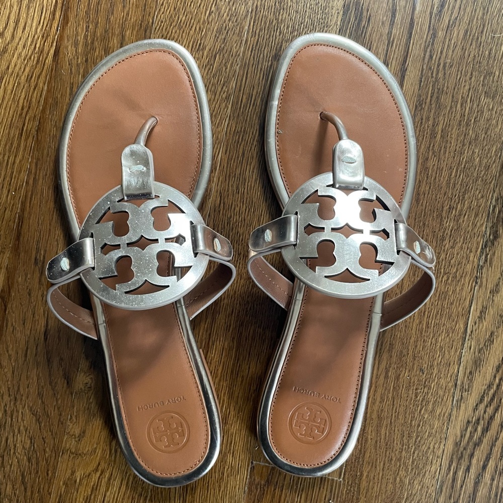 Tory Burch Miller Sandal Rose Gold and Leather- 9.5